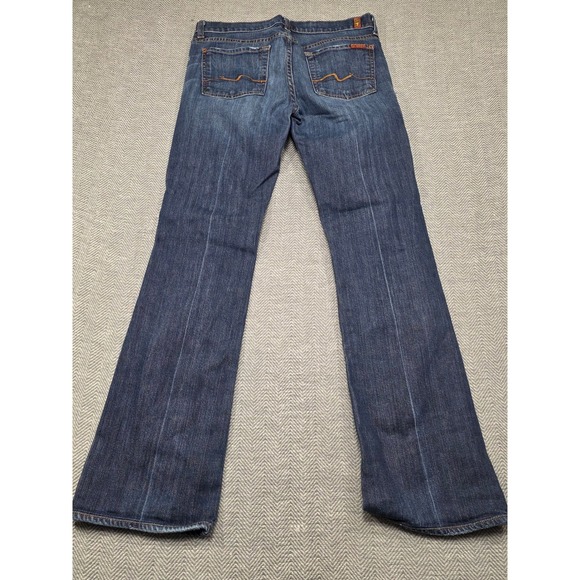 7 For All Mankind Bootcut Jeans Womens 28 Dark Wash Blue Low Rise Stretch USA - Picture 2 of 7
